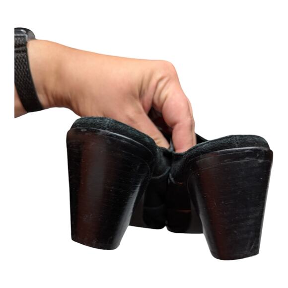 Vtg Y2K Coldwater Creek Black Suede Snip Toe Cuban Heel Cowgirl Western Mules 8 - Picture 4 of 6